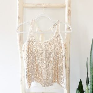 Gold and cream sequin tank top size xs